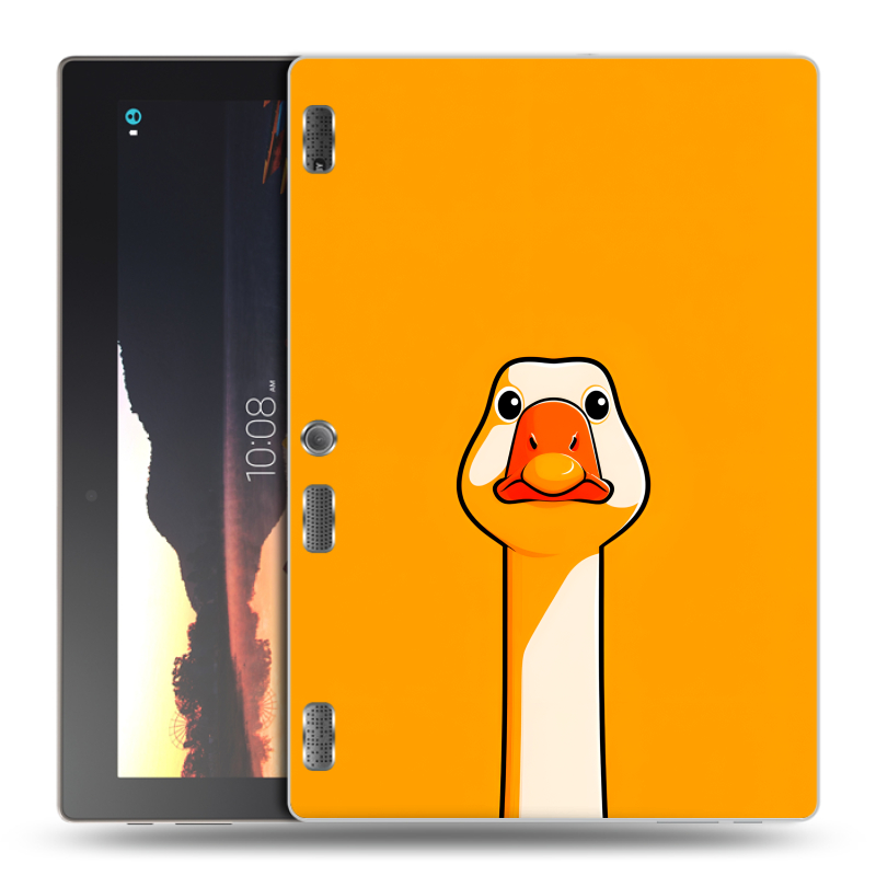 Силиконовый чехол на Lenovo Tab 2 A10 с принтом Смешная утка Силиконовый чехол на Lenovo Tab 2 A10 с принтом Смешная утка