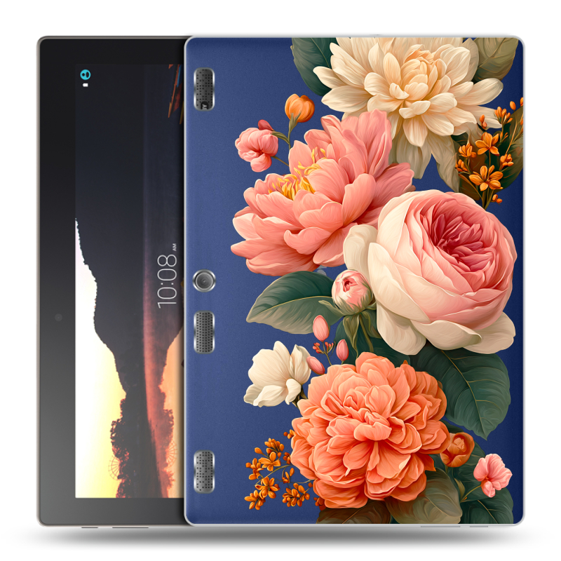 Силиконовый чехол на Lenovo Tab 2 A10 с принтом цветы Силиконовый чехол на Lenovo Tab 2 A10 с принтом цветы