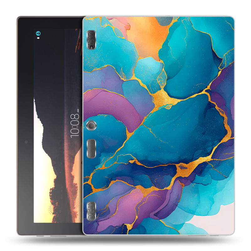 Силиконовый чехол на Lenovo Tab 2 A10 с принтом Мрамор блестки Силиконовый чехол на Lenovo Tab 2 A10 с принтом Мрамор блестки