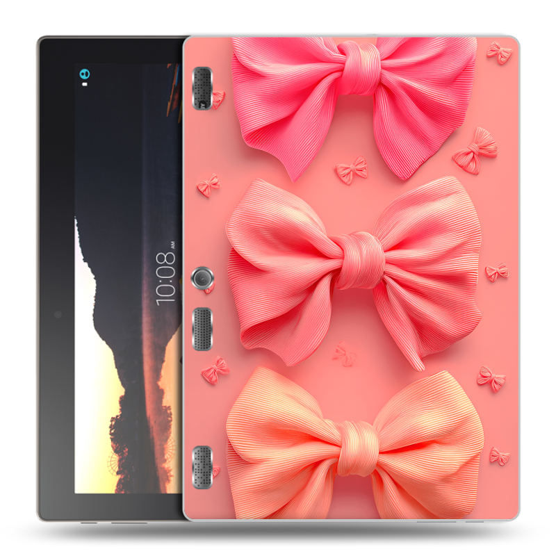 Силиконовый чехол на Lenovo Tab 2 A10 с принтом Розовые бантики Силиконовый чехол на Lenovo Tab 2 A10 с принтом Розовые бантики