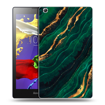 Силиконовый чехол на планшета Lenovo Tab 2 A8 с принтом Мрамор зеленое золото