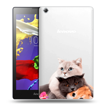 Силиконовый чехол на планшета Lenovo Tab 2 A8 с принтом Кошки