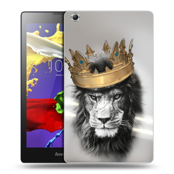 Силиконовый чехол на планшета Lenovo Tab 2 A8 с принтом Лев с короной