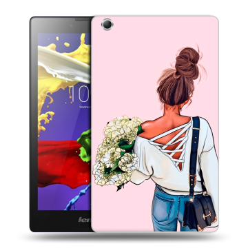 Силиконовый чехол на планшета Lenovo Tab 2 A8 с принтом Девушка и букет