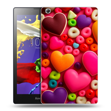 Силиконовый чехол на планшета Lenovo Tab 2 A8 с принтом Сердечки