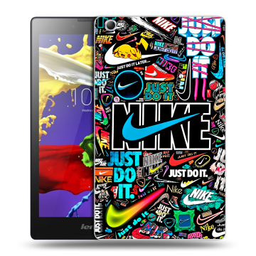 Силиконовый чехол на Lenovo Tab 2 A8 с принтом найк nike черный Силиконовый чехол на Lenovo Tab 2 A8 с принтом найк nike черный