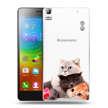 Силиконовый чехол на Lenovo A7000 с принтом Кошки Силиконовый чехол на Lenovo A7000 с принтом Кошки