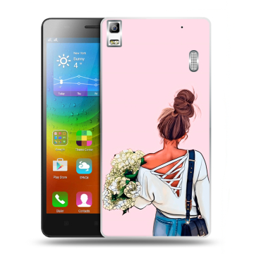 Силиконовый чехол на Lenovo A7000 с принтом Девушка и букет Силиконовый чехол на Lenovo A7000 с принтом Девушка и букет