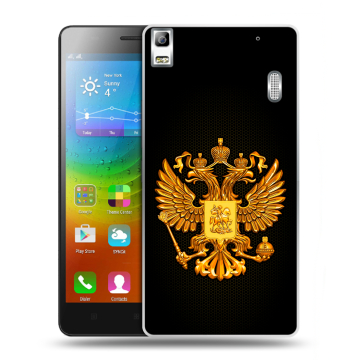 Силиконовый чехол на Lenovo A7000 с принтом Герб России желтый