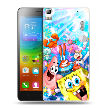 Силиконовый чехол на Lenovo A7000 с принтом спанчбоб спанч боб