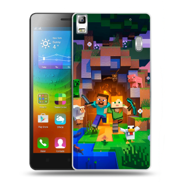 Силиконовый чехол на Lenovo A7000 с принтом Майнкрафт Minecraft Силиконовый чехол на Lenovo A7000 с принтом Майнкрафт Minecraft