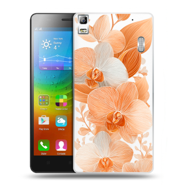 Силиконовый чехол на Lenovo A7000 с принтом Бежевые цветы