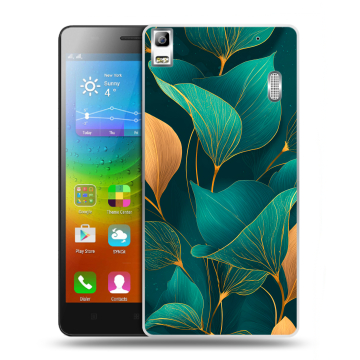 Силиконовый чехол на Lenovo A7000 с принтом Листья и золото