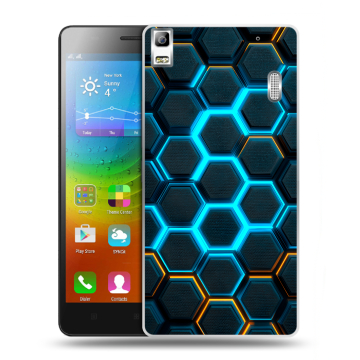 Силиконовый чехол на Lenovo A7000 с принтом Неоновые соты