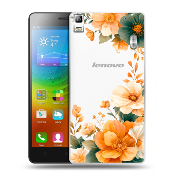 Силиконовый чехол на Lenovo A7000 с принтом Цветы принт