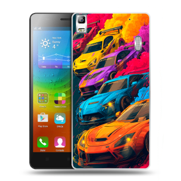 Силиконовый чехол на Lenovo A7000 с принтом Тачки