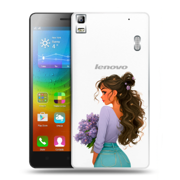Силиконовый чехол на Lenovo A7000 с принтом девушка цветы