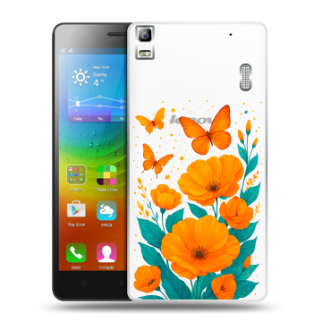 Силиконовый чехол на Lenovo A7000 с принтом цветы бабочки