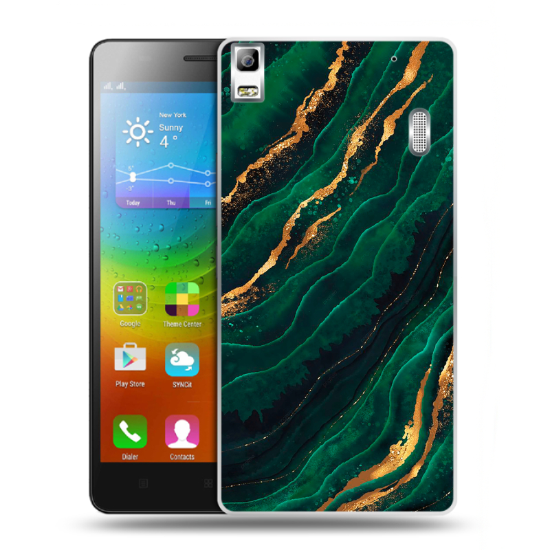 Пластиковый чехол на Lenovo A7000 с принтом Мрамор зеленое золото Пластиковый чехол на Lenovo A7000 с принтом Мрамор зеленое золото