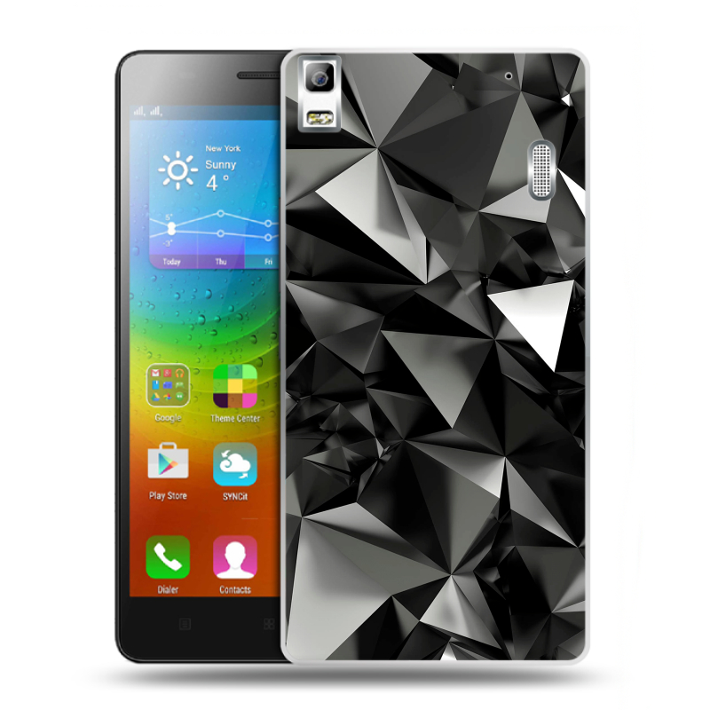 Пластиковый чехол на Lenovo A7000 с принтом Черные кристаллы Пластиковый чехол на Lenovo A7000 с принтом Черные кристаллы