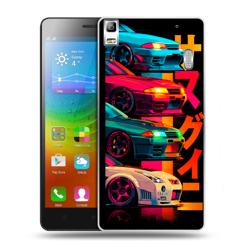 Пластиковый чехол на Lenovo A7000 с принтом Гоночные машины Пластиковый чехол на Lenovo A7000 с принтом Гоночные машины