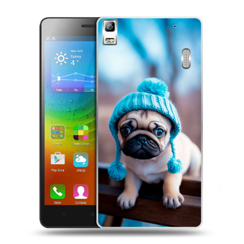 Силиконовый чехол на Lenovo A7000 с принтом Мопс в шапке Силиконовый чехол на Lenovo A7000 с принтом Мопс в шапке