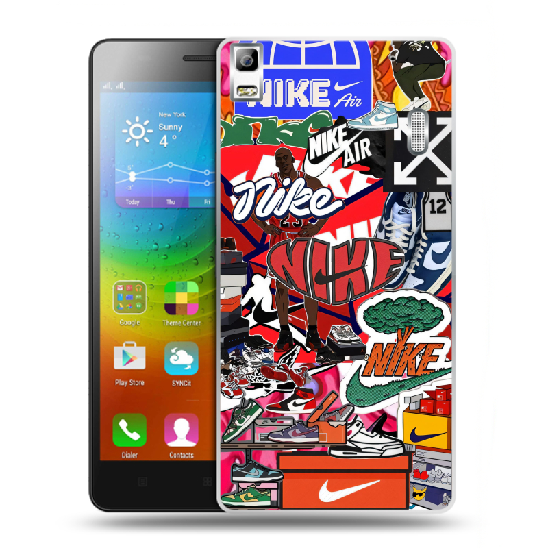 Силиконовый чехол на Lenovo A7000 с принтом Найк Nike яркий Силиконовый чехол на Lenovo A7000 с принтом Найк Nike яркий