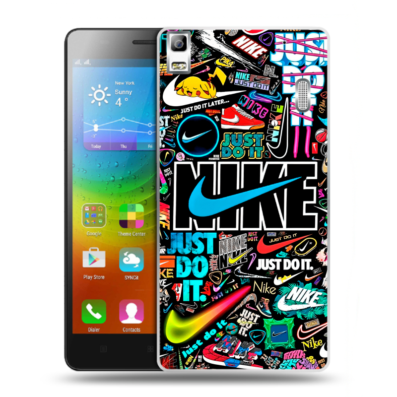 Силиконовый чехол на Lenovo A7000 с принтом найк nike черный Силиконовый чехол на Lenovo A7000 с принтом найк nike черный