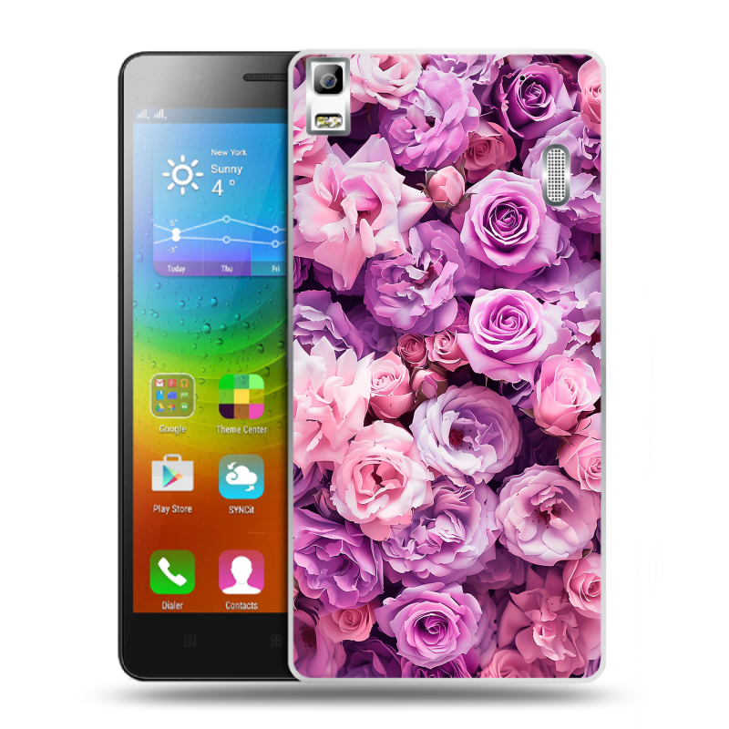 Пластиковый чехол на Lenovo A7000 с принтом лавандовые розы Пластиковый чехол на Lenovo A7000 с принтом лавандовые розы