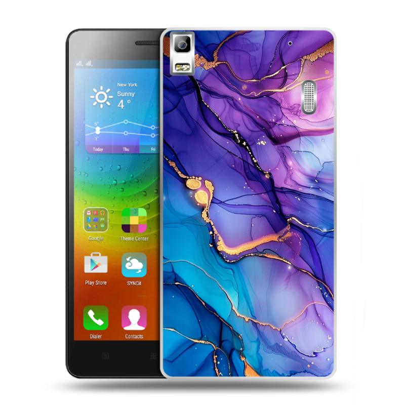 Пластиковый чехол на Lenovo A7000 с принтом синий мрамор Пластиковый чехол на Lenovo A7000 с принтом синий мрамор