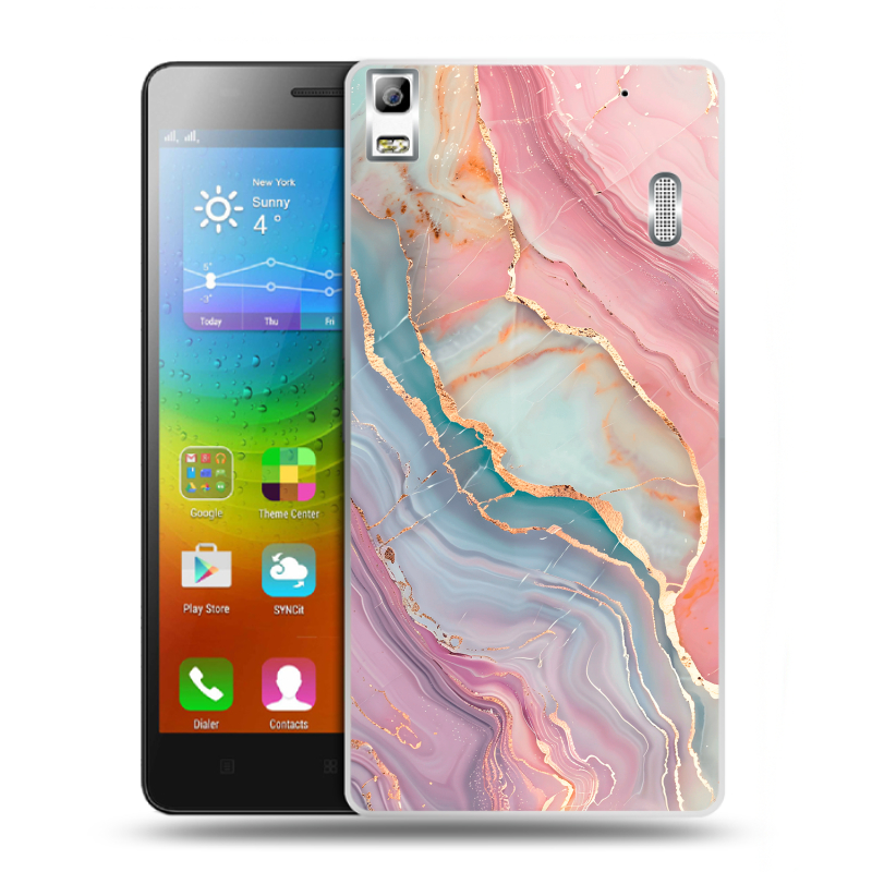 Силиконовый чехол на Lenovo A7000 с принтом розовый мрамор Силиконовый чехол на Lenovo A7000 с принтом розовый мрамор