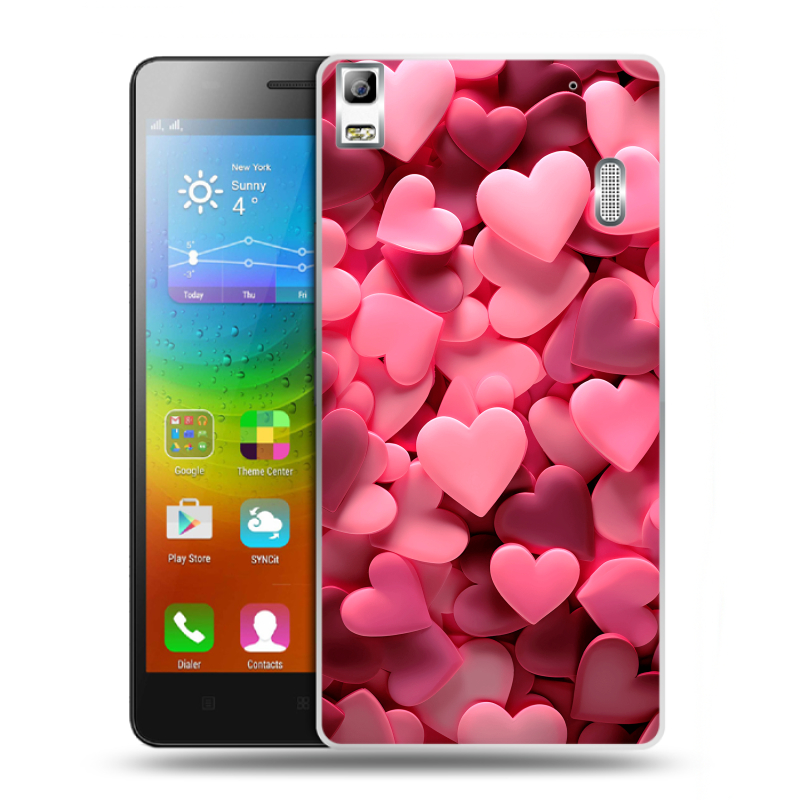 Пластиковый чехол на Lenovo A7000 с принтом розовые сердечки Пластиковый чехол на Lenovo A7000 с принтом розовые сердечки