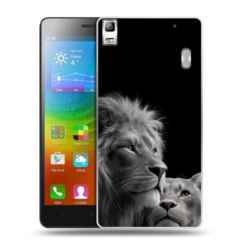 Пластиковый чехол на Lenovo A7000 с принтом Лев кошки Пластиковый чехол на Lenovo A7000 с принтом Лев кошки