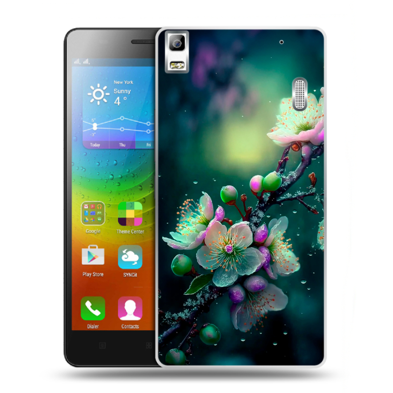 Пластиковый чехол на Lenovo A7000 с принтом Цветы и мрамор Пластиковый чехол на Lenovo A7000 с принтом Цветы и мрамор