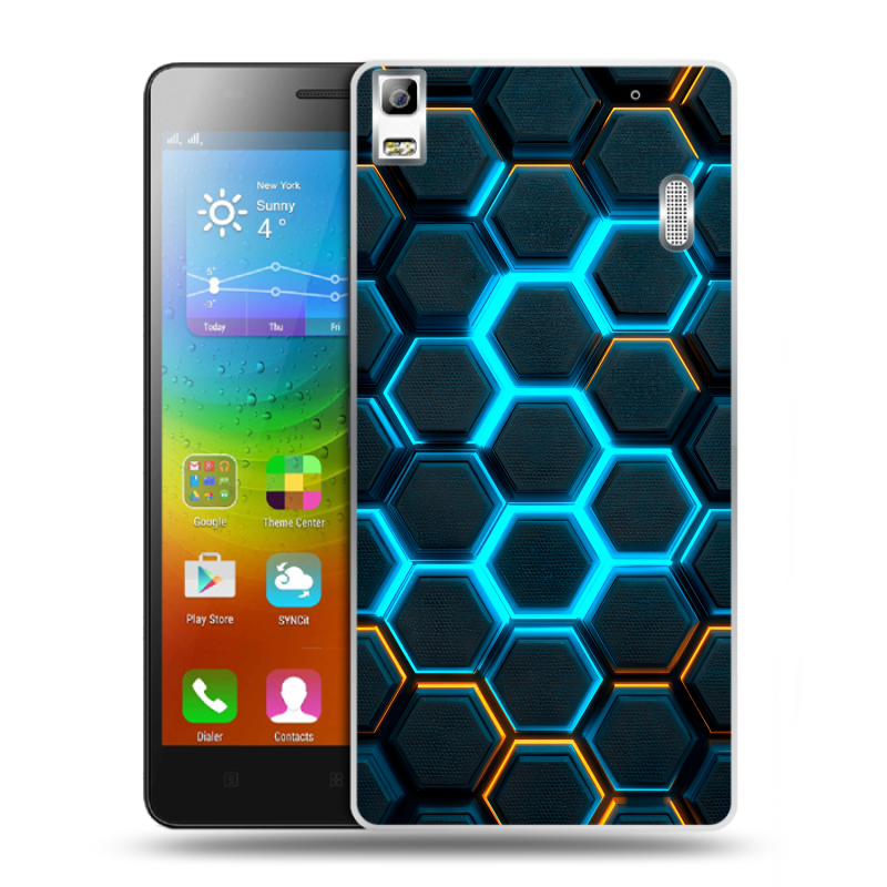 Пластиковый чехол на Lenovo A7000 с принтом Неоновые соты Пластиковый чехол на Lenovo A7000 с принтом Неоновые соты