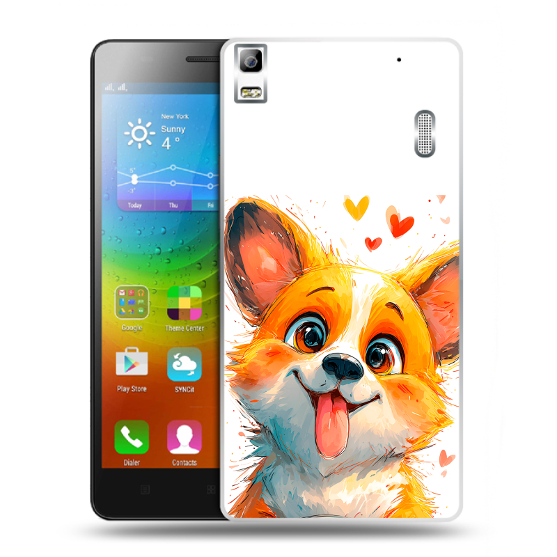 Силиконовый чехол на Lenovo A7000 с принтом корги Силиконовый чехол на Lenovo A7000 с принтом корги
