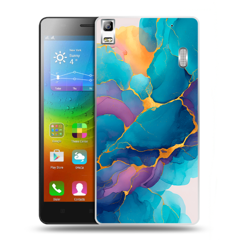 Пластиковый чехол на Lenovo A7000 с принтом Мрамор блестки Пластиковый чехол на Lenovo A7000 с принтом Мрамор блестки