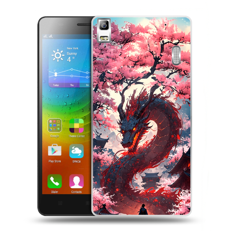 Силиконовый чехол на Lenovo A7000 с принтом Дракон Японский Силиконовый чехол на Lenovo A7000 с принтом Дракон Японский
