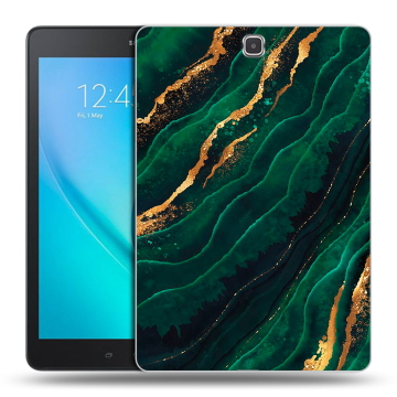 Силиконовый чехол на планшета Samsung Galaxy Tab A 9.7 с принтом Мрамор зеленое золото
