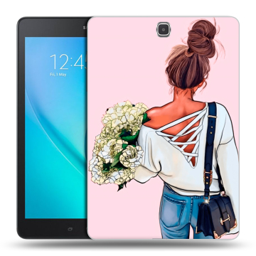 Силиконовый чехол на планшета Samsung Galaxy Tab A 9.7 с принтом Девушка и букет