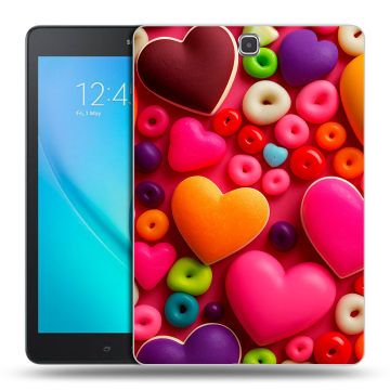Силиконовый чехол на планшета Samsung Galaxy Tab A 9.7 с принтом Сердечки