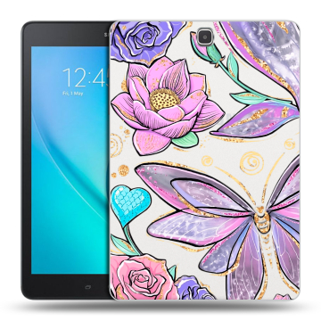 Силиконовый чехол на Samsung Galaxy Tab A 9.7 с принтом Бабочки и цветы