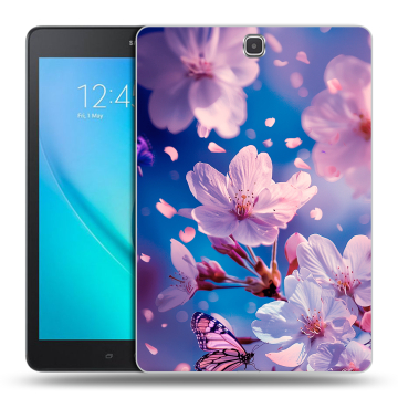 Силиконовый чехол на Samsung Galaxy Tab A 9.7 с принтом цветы бабочки