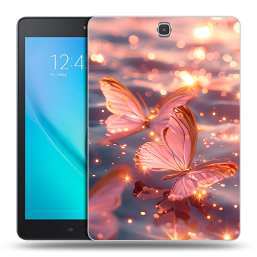 Силиконовый чехол на Samsung Galaxy Tab A 9.7 с принтом бабочки розовые Силиконовый чехол на Samsung Galaxy Tab A 9.7 с принтом бабочки розовые