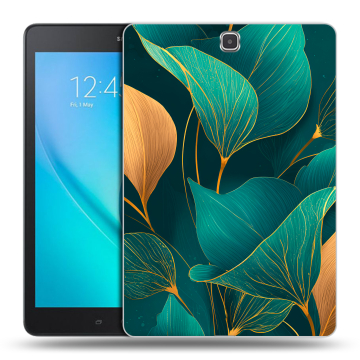 Силиконовый чехол на Samsung Galaxy Tab A 9.7 с принтом Листья и золото