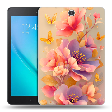 Силиконовый чехол на Samsung Galaxy Tab A 9.7 с принтом Цветы и бабочки