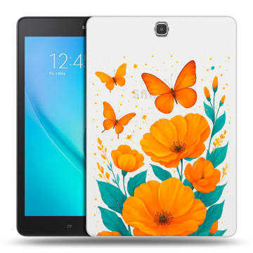 Силиконовый чехол на Samsung Galaxy Tab A 9.7 с принтом цветы бабочки