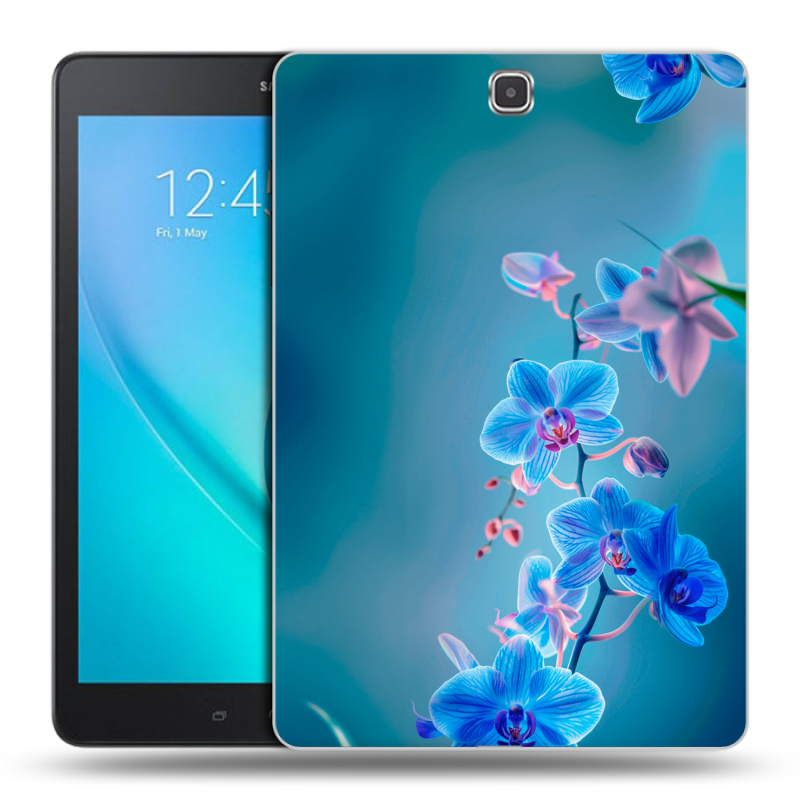 Силиконовый чехол на Samsung Galaxy Tab A 9.7 с принтом Голубые цветы Силиконовый чехол на Samsung Galaxy Tab A 9.7 с принтом Голубые цветы