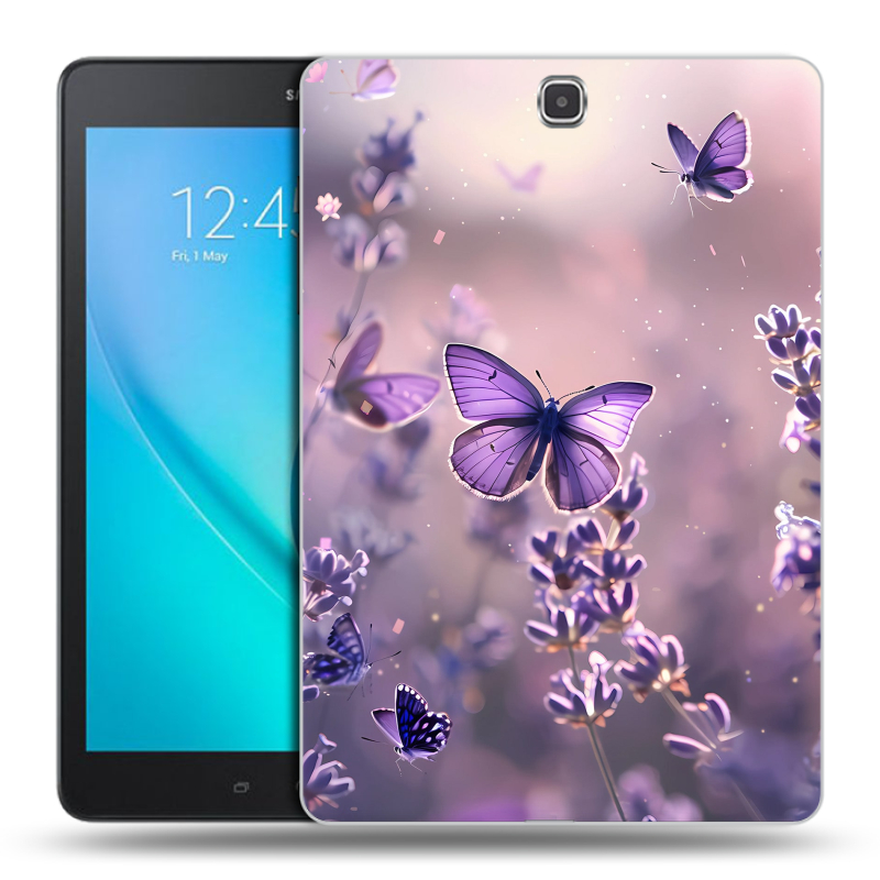 Силиконовый чехол на планшета Samsung Galaxy Tab A 9.7 с принтом бабочки и лаванда Силиконовый чехол на планшета Samsung Galaxy Tab A 9.7 с принтом бабочки и лаванда