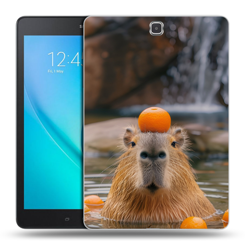 Силиконовый чехол на Samsung Galaxy Tab A 9.7 с принтом Капибара с апельсином Силиконовый чехол на Samsung Galaxy Tab A 9.7 с принтом Капибара с апельсином